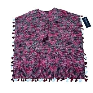 Miraclesuit Sz S Babylon Caftan Swimsuit Coverup Red Cotton Vacation Beach New